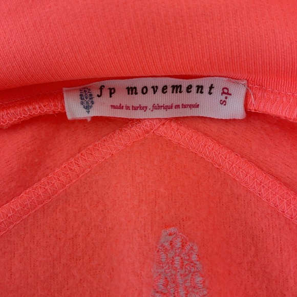 Free People Movement Great Heights Neon Fleece Pullover Orange Thumbholes Size S - Picture 3 of 12